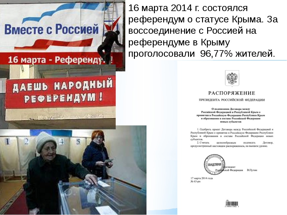 16 марта 2014 г состоялся референдум о статусе Крыма
